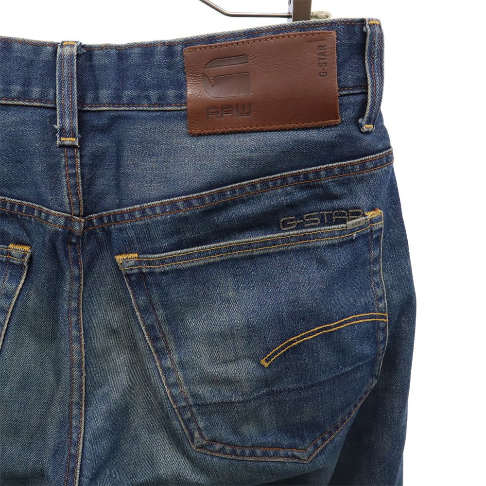 G-STAR RAW ジースターロウ ロゴ刺繍 ストレートデニムパンツ w31 ブルー ボタンフライ ジーパン ロゴプレート メンズ