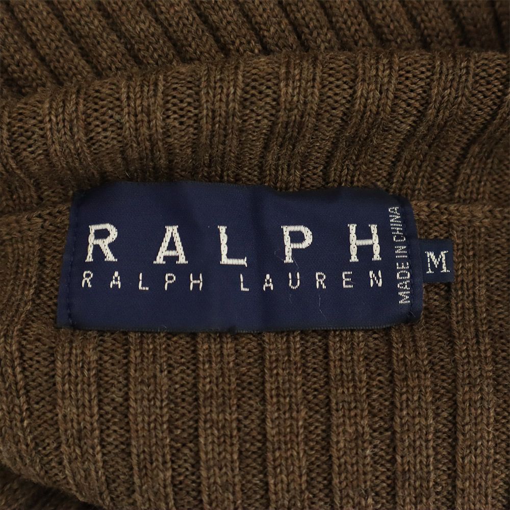 ラルフローレン 長袖 ハイネック ウール ニット ワンピース M ブラウン RALPH LAUREN レディース