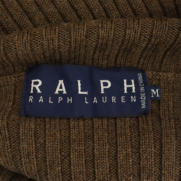 ラルフローレン 長袖 ハイネック ウール ニット ワンピース M ブラウン RALPH LAUREN レディース