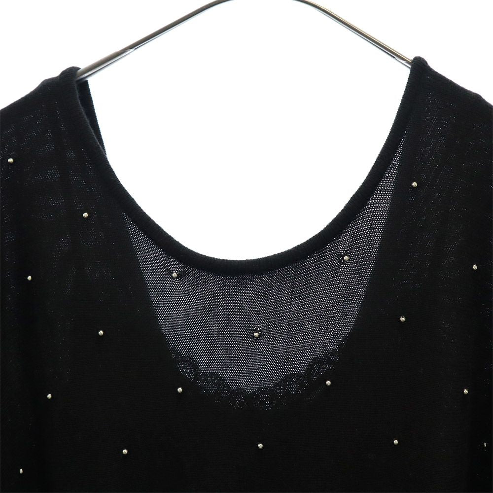 AULA AILA アウラアイラ ビーズ 長袖 セーター  ブラック ニット レディース