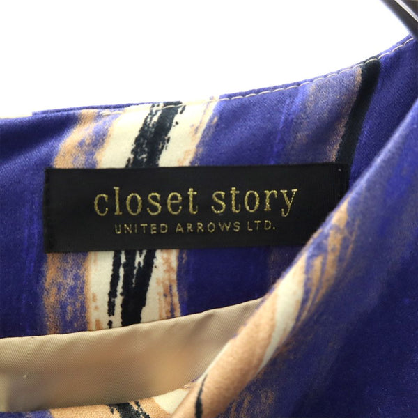 クローゼットストーリー 総柄 長袖 ワンピース ブルー系 closet story UNITED ARROWS レディース