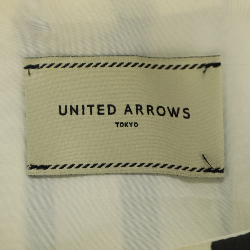 ユナイテッドアローズ 日本製 ストライプ 7分袖 ワンピース 38 ホワイト×グレー UNITED ARROWS レディース