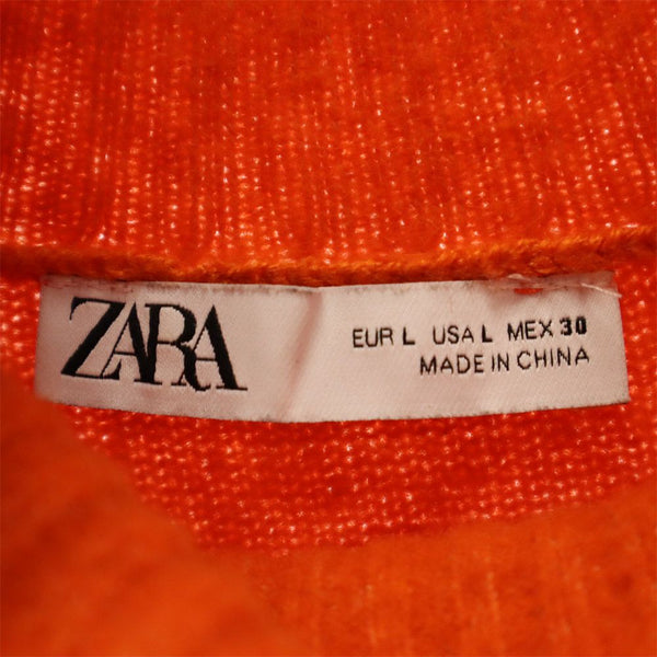 ザラ 長袖 タートルネック ニット ワンピース L オレンジ ZARA レディース