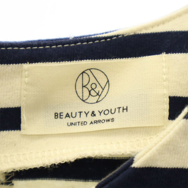 ビューティアンドユース ボーダー 長袖 ワンピース ホワイト×ネイビー BEAUTY&YOUTH UNITED ARROWS UNITED ARROWS レディース