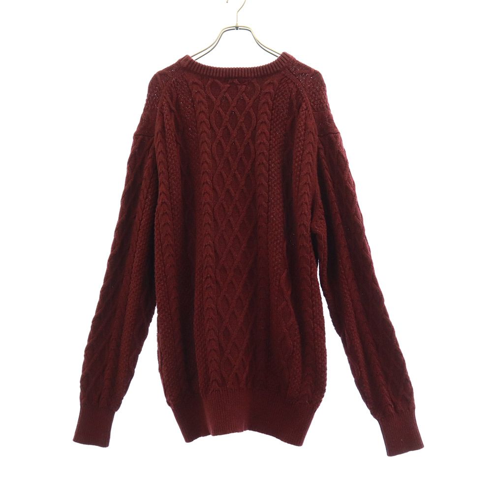 Lafayette ラファイエット 半袖 ニット L ボルドー系 ロゴ刺繍 メンズ