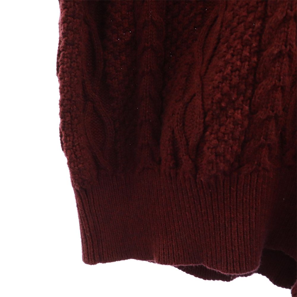 Lafayette ラファイエット 半袖 ニット L ボルドー系 ロゴ刺繍 メンズ