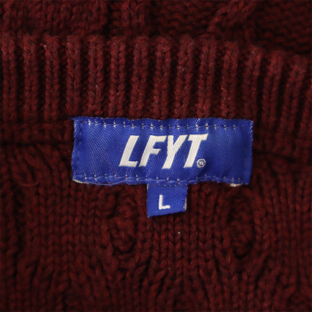 Lafayette ラファイエット 半袖 ニット L ボルドー系 ロゴ刺繍 メンズ