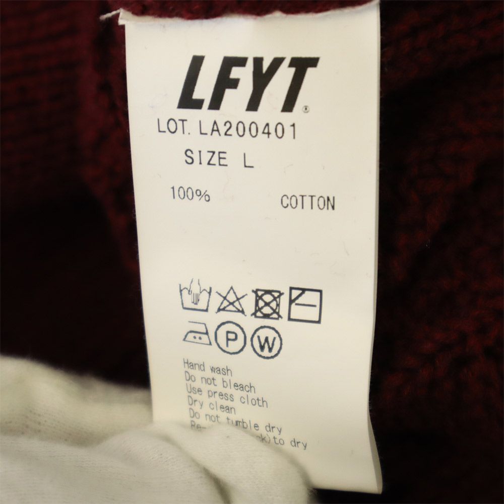 Lafayette ラファイエット 半袖 ニット L ボルドー系 ロゴ刺繍 メンズ