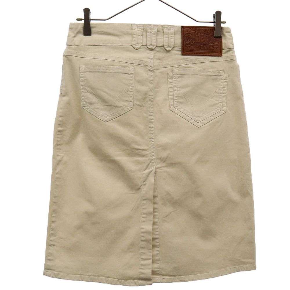 DOLCE&GABBANA ドルチェアンドガッバーナ イタリア製 ロゴワッペン ミディ丈 タイトスカート 38 ベージュ レディース