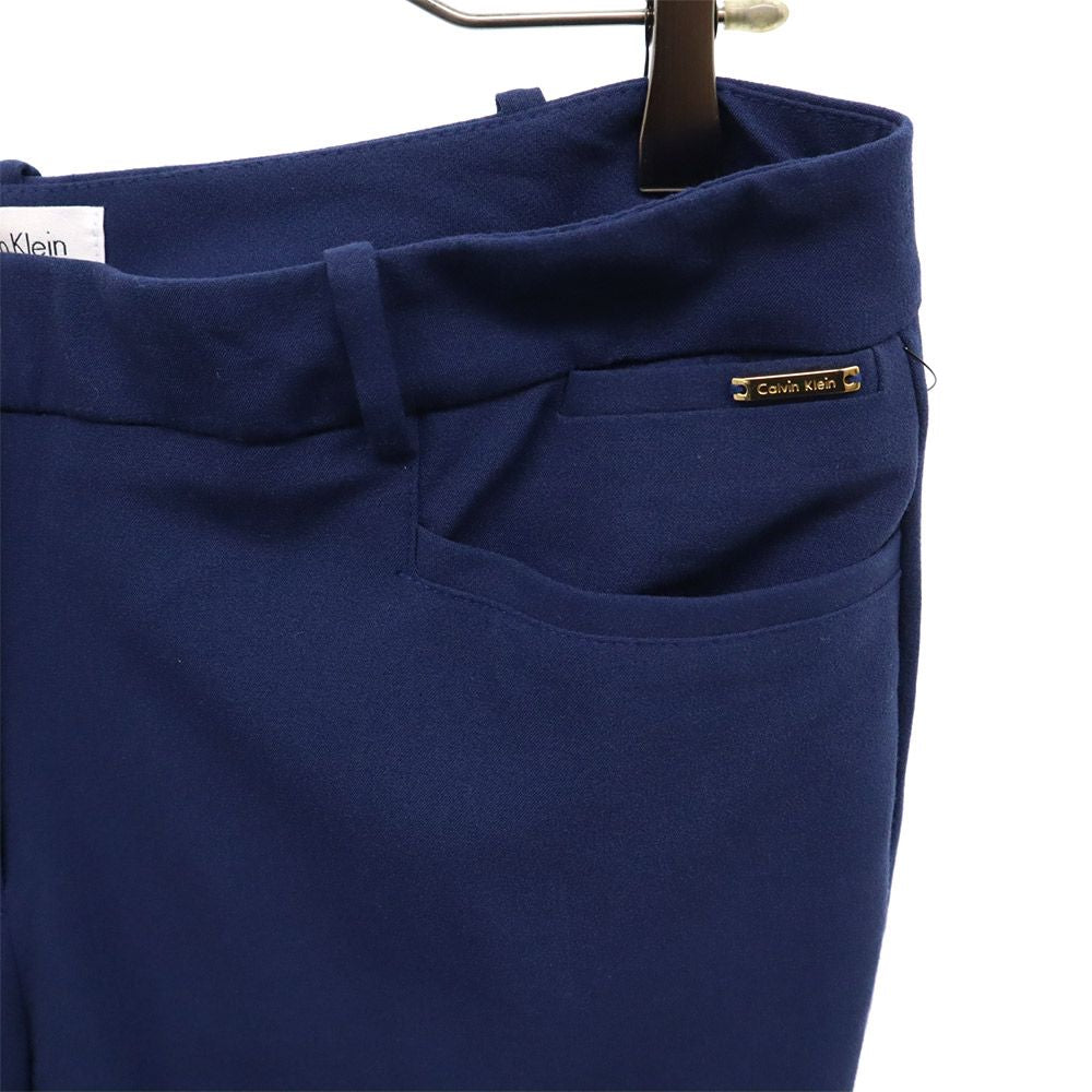 未使用 Calvin klein カルバンクライン ロゴプレート モダンフィットクロップド パンツ 10 ネイビー タグ付 レディース