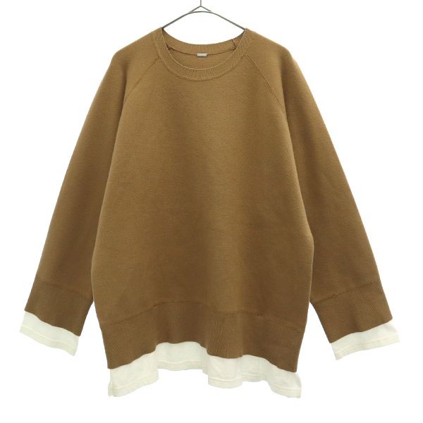 Mila Owen ミラオーウェン 長袖 トレーナー 1 ブラウン ドッキング レディース