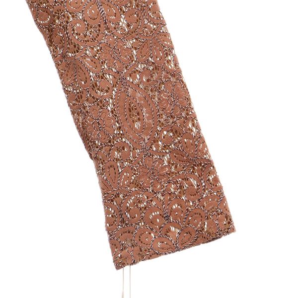 未使用 Lily Brown リリーブラウン 花柄レース 長袖 ワンピース F ブラウン系 レディース