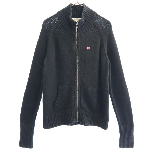POLO JEANS COMPANY ポロ ジーンズ カンパニー フルジップ コットン ニットジャケット M ブラック レディース