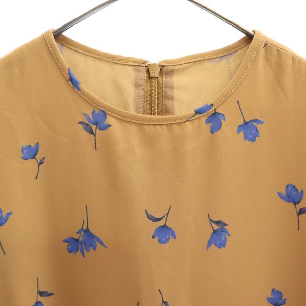 Mila Owen ミラオーウェン 花柄 長袖 ロングワンピース F ブラウン×ブルー レディース