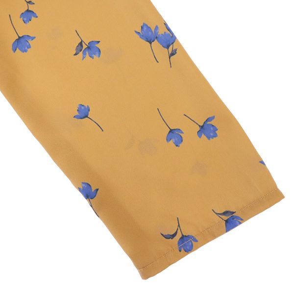 Mila Owen ミラオーウェン 花柄 長袖 ロングワンピース F ブラウン×ブルー レディース