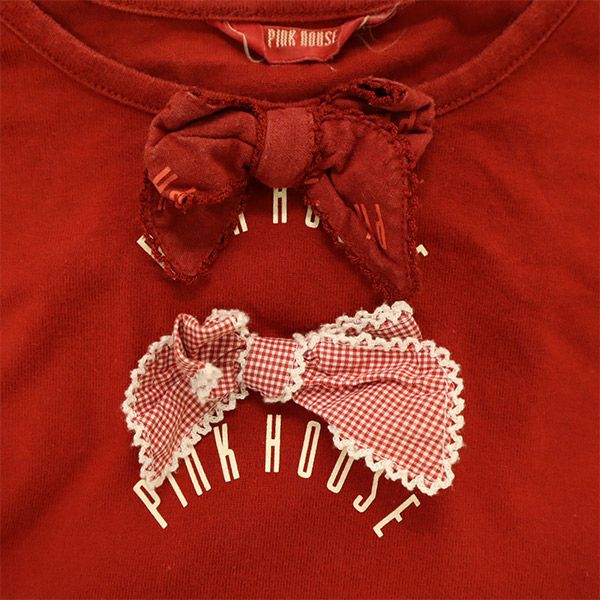 PINK HOUSE ピンクハウス ワンポイントロゴ 長袖 Tシャツ L レッド ロンT レディース
