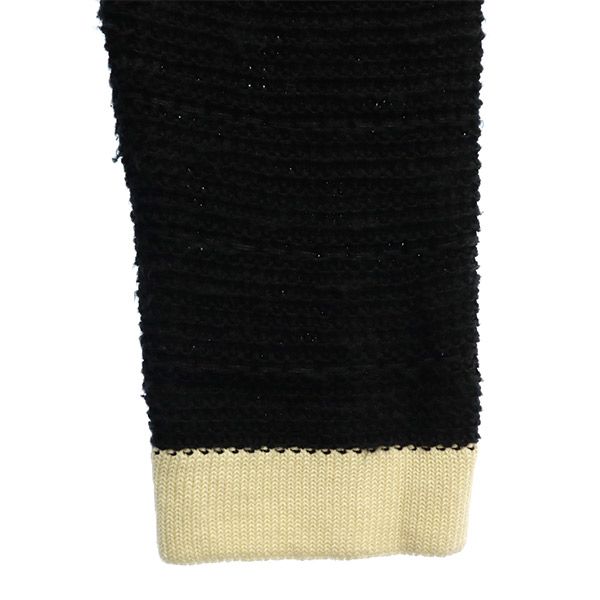 ADAWAS アダワス 長袖 ロング ニットカーディガン F ブラック×ホワイト レディース