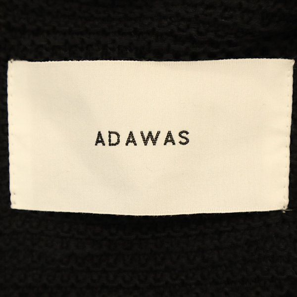 ADAWAS アダワス 長袖 ロング ニットカーディガン F ブラック×ホワイト レディース