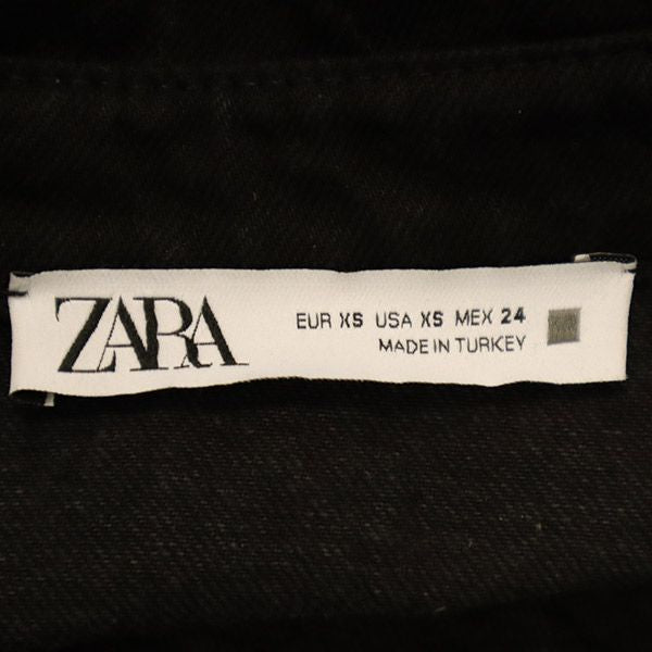 ザラ 長袖 デニム ワンピース XS ブラック ZARA レディース