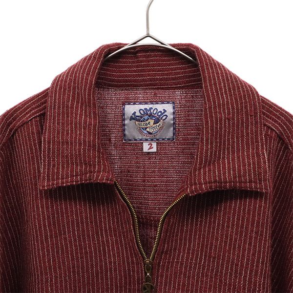 GLOBE TROTTER グローブトロッター ウールブレンド ストライプ柄 ジップジャケット 2 レッド×ホワイト メンズ