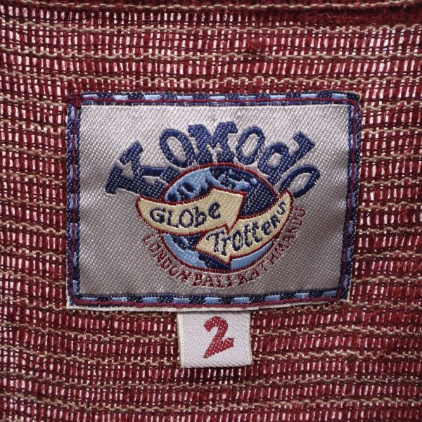 GLOBE TROTTER グローブトロッター ウールブレンド ストライプ柄 ジップジャケット 2 レッド×ホワイト メンズ