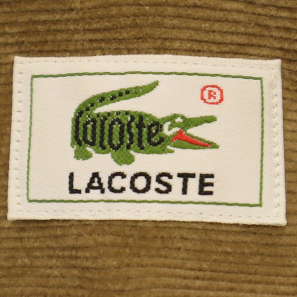 LACOSTE ラコステ ワンポイントロゴワッペン柄 長袖 コーデュロイ ワンピース 42 ブラウン レディース