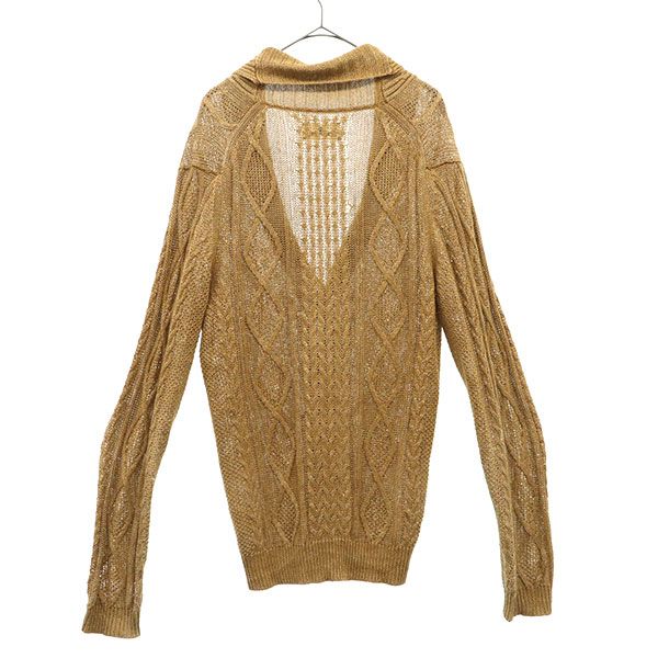 EDIFICE エディフィス リネン 長袖 ニットカーディガン 46 カーキ メンズ