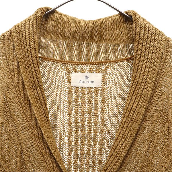 EDIFICE エディフィス リネン 長袖 ニットカーディガン 46 カーキ メンズ