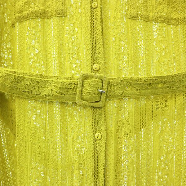 Mila Owen ミラオーウェン レース 長袖 ニット ロングワンピース 0 グリーン レディース