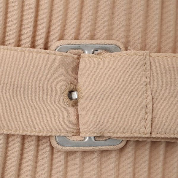 Mila Owen ミラオーウェン 長袖 プリーツ ロングワンピース 0 ベージュ レディース