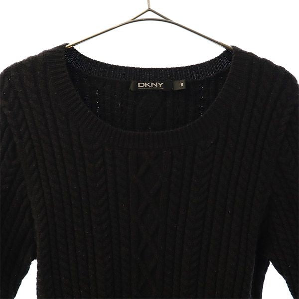 ダナキャランニューヨーク 長袖 ニット ワンピース S ブラック DKNY DONNA KARAN NEW YORK レディース