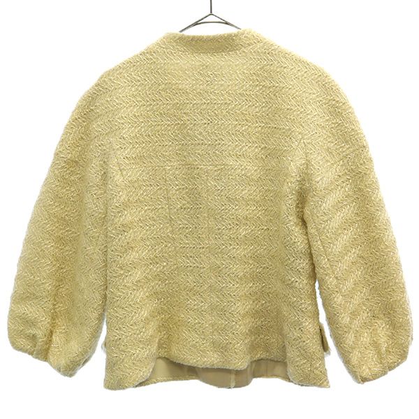 EPOCA エポカ ウールブレンド ノーカラージャケット 40 ベージュ×ホワイト レディース