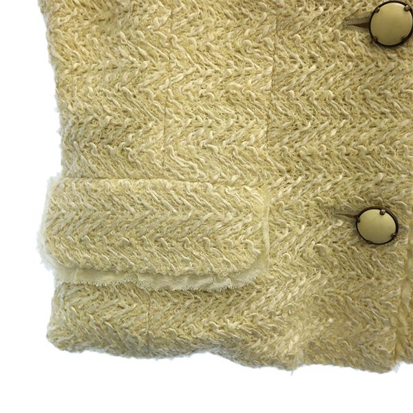 EPOCA エポカ ウールブレンド ノーカラージャケット 40 ベージュ×ホワイト レディース