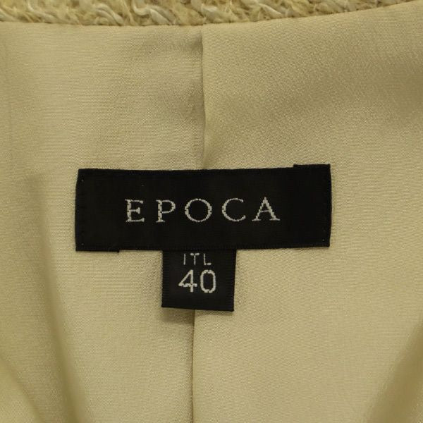 EPOCA エポカ ウールブレンド ノーカラージャケット 40 ベージュ×ホワイト レディース