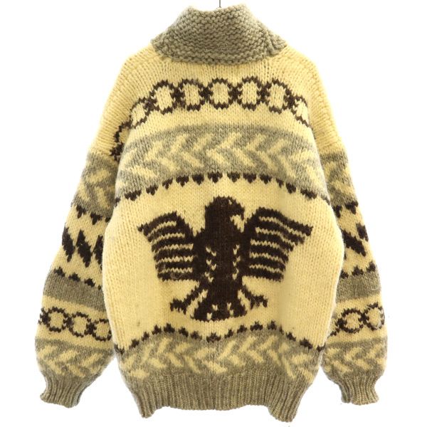 SEVEN ISLANDS セブンアイランド ウール 総柄 カウチンジャケット L ホワイト×グレー メンズ