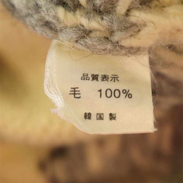 SEVEN ISLANDS セブンアイランド ウール 総柄 カウチンジャケット L ホワイト×グレー メンズ