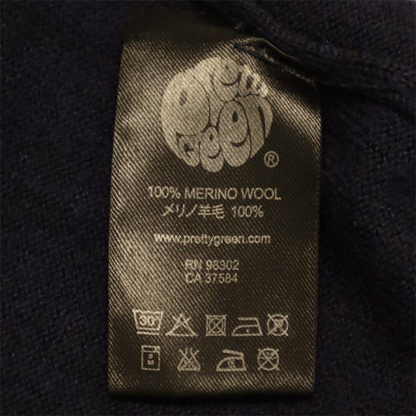 Pretty Green プリティーグリーン ウール ワッペン 長袖 セーター 3 ネイビー ニット メンズ