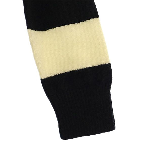 LACOSTE ラコステ ウールブレンド ボーダー柄 長袖 セーター 44 ブラック×ホワイト ニット レディース