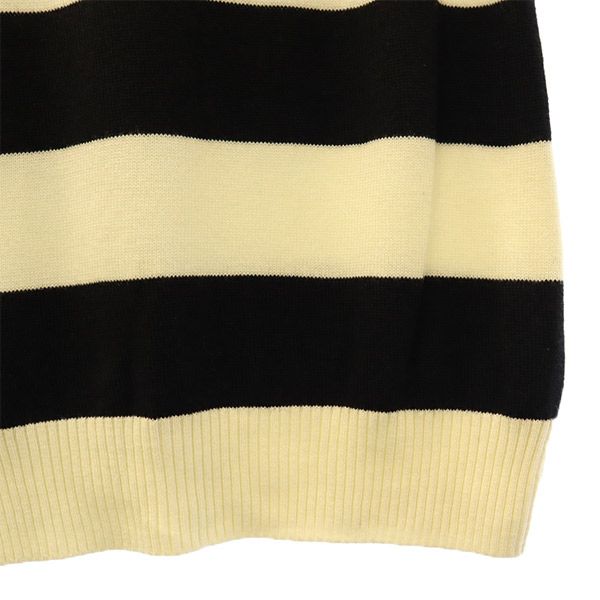 LACOSTE ラコステ ウールブレンド ボーダー柄 長袖 セーター 44 ブラック×ホワイト ニット レディース