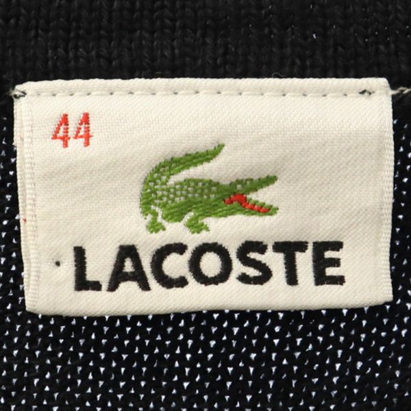 LACOSTE ラコステ ウールブレンド ボーダー柄 長袖 セーター 44 ブラック×ホワイト ニット レディース