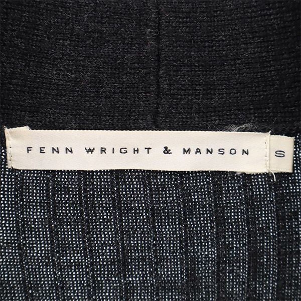 FENN WRIGHT&MANSON フェンライトマンソン ウールブレンド 編柄 長袖 ニットカーディガン S ブラック レディース