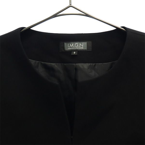 IMMAGINAZIONE イマジナチオーネ ノーカラージャケット 9 ブラック レディース