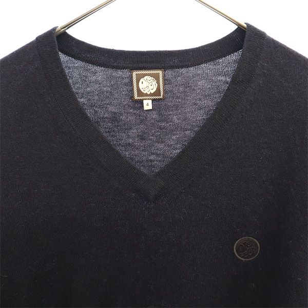Pretty Green プリティーグリーン ウールブレンド ワンポイント刺繍 長袖 Vネック セーター 4 ネイビー ニット メンズ