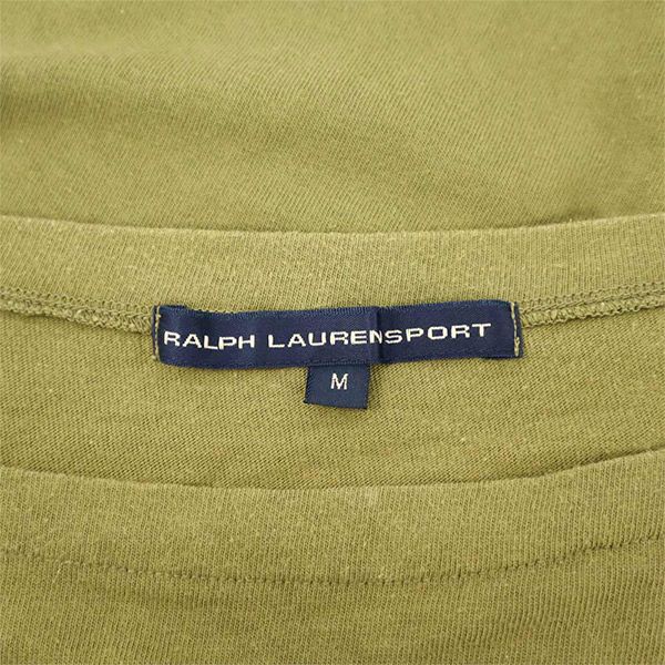 ラルフローレンスポーツ 日本製 ウール 長袖 Tシャツ M カーキ RALPH LAUREN SPORT ロンT メンズ