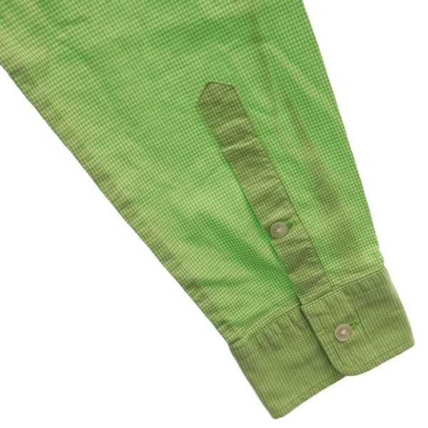 ラルフローレン 日本製 ギンガムチェック柄 長袖 ボタンダウンシャツ 9 グリーン×ホワイト RALPH LAUREN レディース