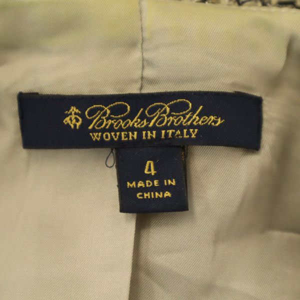 Brooks Brothers ブルックスブラザーズ ウールブレンド 総柄 ノーカラージャケット 4 ホワイト×ブラック レディース
