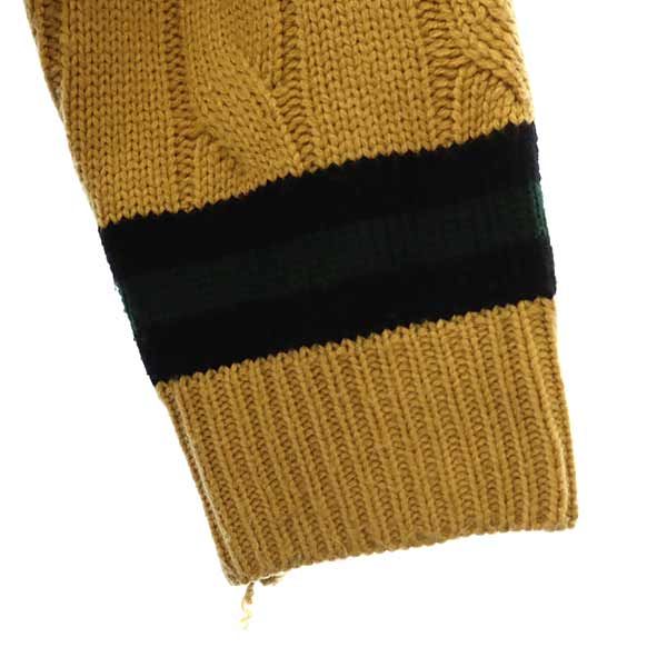 TEMPTATION テンプテーション ケーブル編 長袖 Vネック ニット L ブラウン系 セーター メンズ