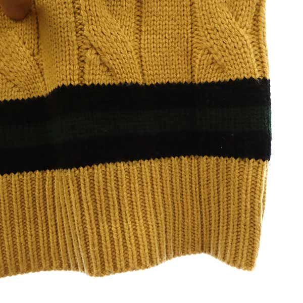 TEMPTATION テンプテーション ケーブル編 長袖 Vネック ニット L ブラウン系 セーター メンズ