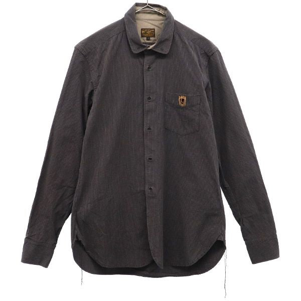 LOST CONTROL ロストコントロール ワンポイントロゴ刺繍 長袖 シャツ 2 グレー系 メンズ