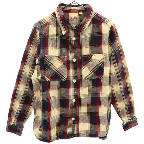 HOUSTON ヒューストン チェック柄 長袖 シャツ FREE ホワイト×ネイビーー レディース